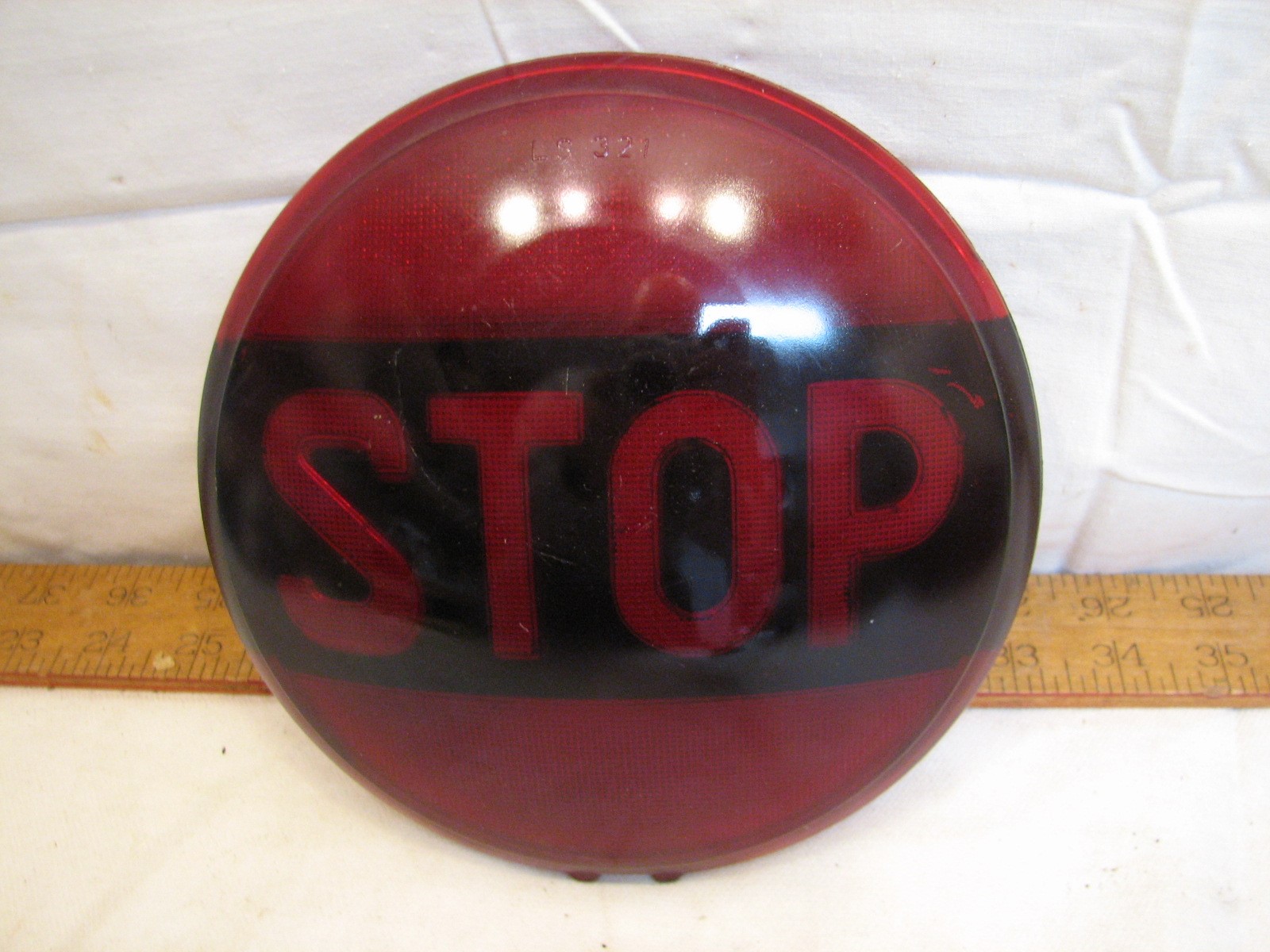 Vintage Red STOP Tail Brake Light Lens Bus Hot Rat Rod Auto  Antique Brilliant Red Glass STOP Tail Light Lens Reflector Automobilia VTG 4.25\
