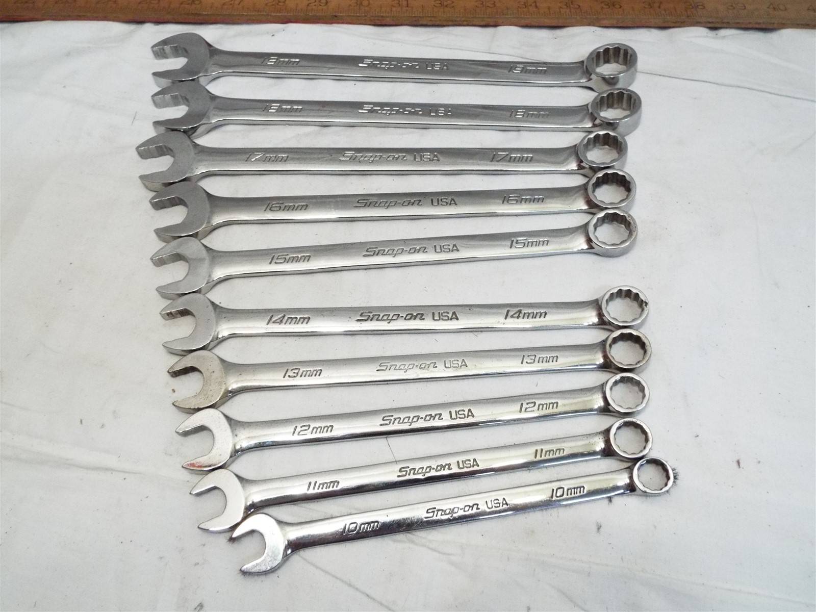 10 Snap-On Combination SOEXM710 Flank Drive Plus Metric Wrench Set