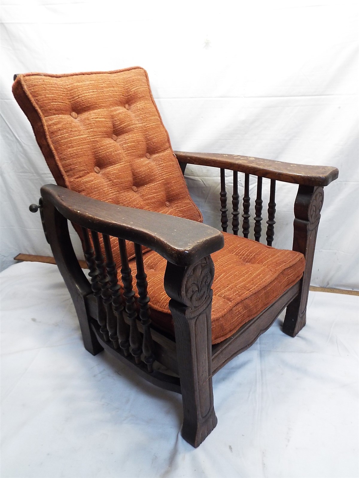 Original Antique Wood Oak Child's Mission Morris Chair Adjustable