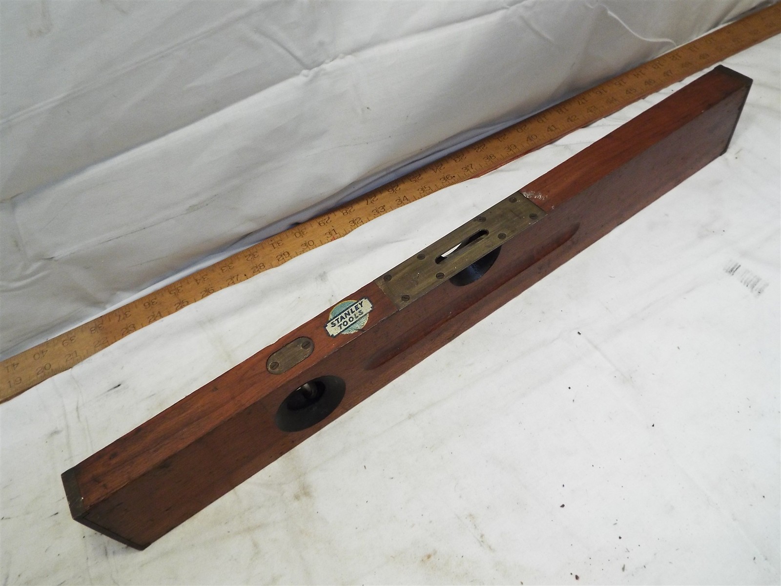 Stanley Sweetheart Cherry Wooden Level + Decal #3 24" 2 Bubble Brass Tipped Tool detailed image 1