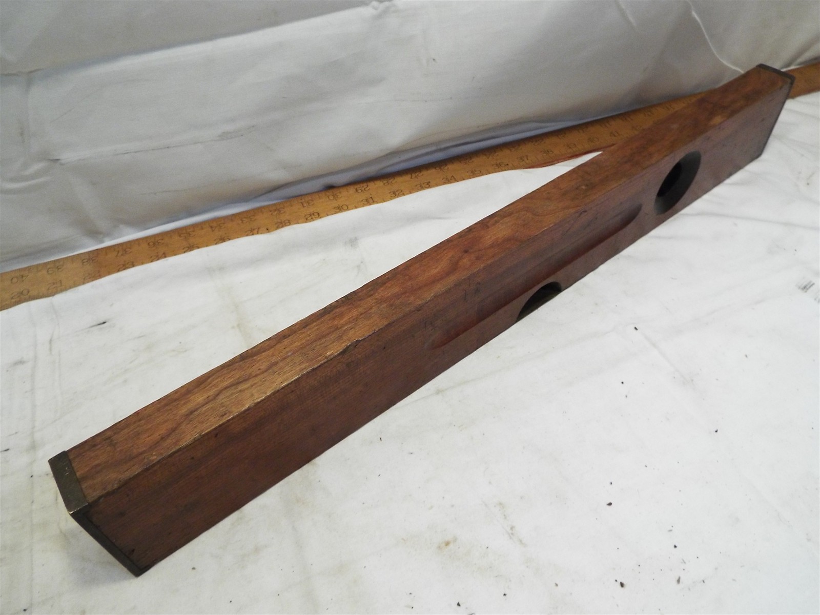 Stanley Sweetheart Cherry Wooden Level + Decal #3 24" 2 Bubble Brass Tipped Tool detailed image 7